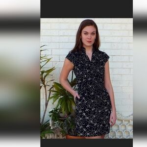 XL Passion Lilie Dusk Button Black and Gold Button Up Dress